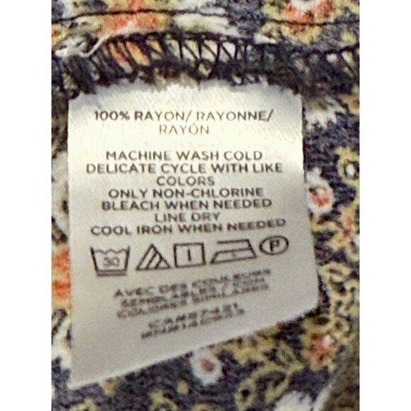 Loft Top Womens Peasant Cottageocre Floral Old Money Romantic Black Orange Sz S - Picture 4 of 11